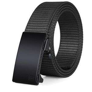 FAIRWIN Men's Ratchet Web Belt,1.25 inch Nylon Auto Buckle,No Holes 48”‎